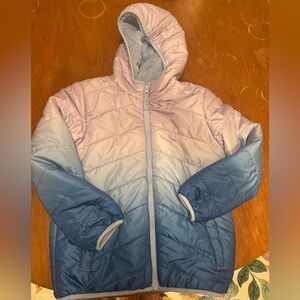 Gorgeous Ombré Purple Blue Reversible Eddie Bauer Winter Coat Size Girls M 10